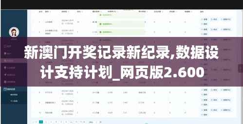 新澳门开奖记录新纪录,数据设计支持计划_网页版2.600