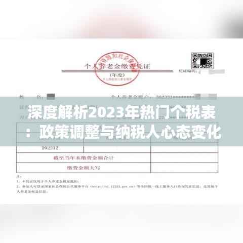 深度解析2023年热门个税表：政策调整与纳税人心态变化