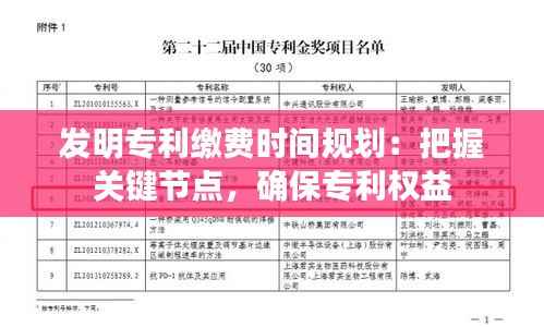 发明专利缴费时间规划：把握关键节点，确保专利权益