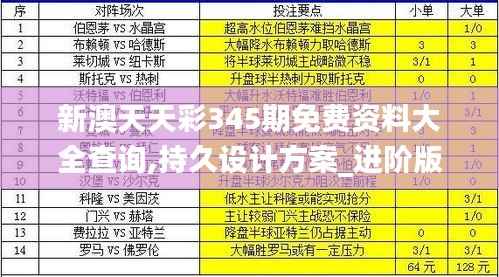 新澳天天彩345期免费资料大全查询,持久设计方案_进阶版3.249