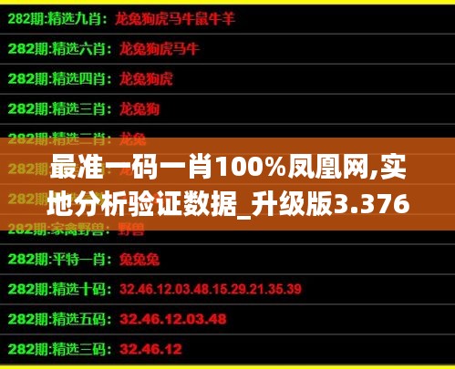 最准一码一肖100%凤凰网,实地分析验证数据_升级版3.376