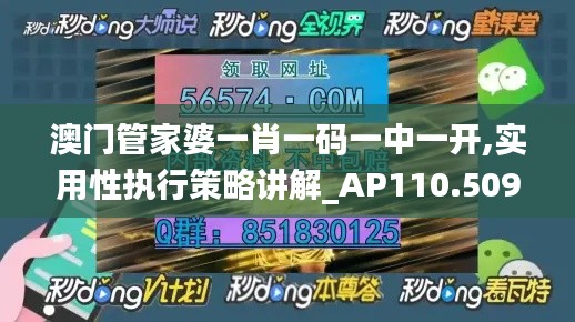 澳门管家婆一肖一码一中一开,实用性执行策略讲解_AP110.509