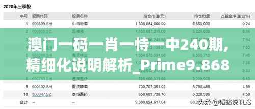 澳门一码一肖一恃一中240期,精细化说明解析_Prime9.868