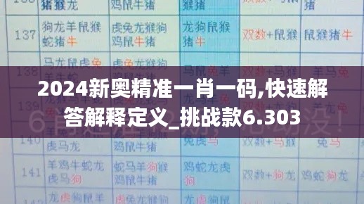 2024新奥精准一肖一码,快速解答解释定义_挑战款6.303