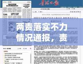 两责落实不力情况通报，责任落实不到位，问题亟待解决！
