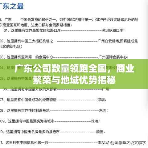 广东公司数量领跑全国,商业繁荣与地域优势揭秘