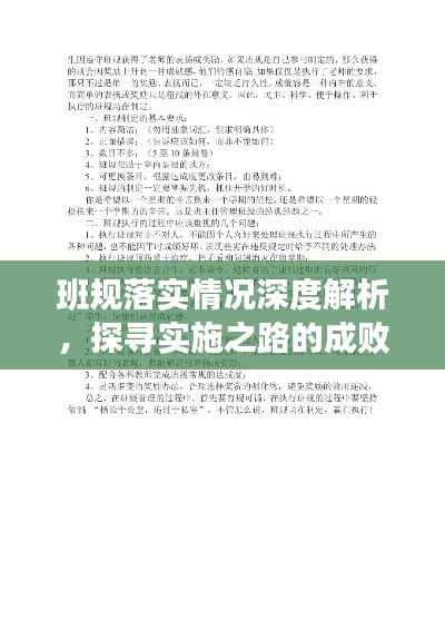 班规落实情况深度解析，探寻实施之路的成败得失