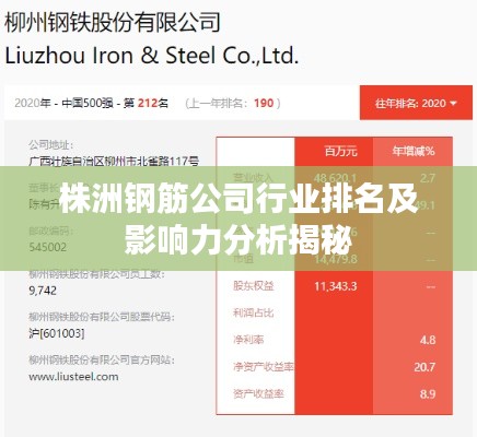 株洲钢筋公司行业排名及影响力分析揭秘